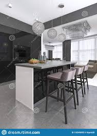 kitchen island with three bar stools