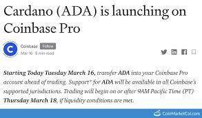 Will it go the way of ripple (xrp) or will it finally hit mainstream by being listed on coinbase? Cardano Ada Coinbase Pro Listing