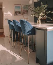 Kitchen Black And Gold Bar Stools Luxe Quilted Velvet Bar Stool 75 Cm Copper Brass Black Leg Pebble Leaf In 2020 Blue Bar Stools Bar Stools Kitchen Island Kitchen Stools