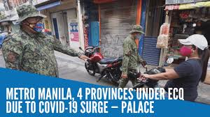 Although the iatf will still meet tomorrow on this, whether to put calabarzon under ecq, duque said during a house committee on health briefing. Metro Manila 4 Provinces Under Ecq Due To Covid 19 Surge Palace Inquirer News
