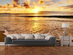 Beach Sunset Mural Dinding Wallpaper Pantai Lautan