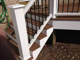 Picture Framed Stairs With Trex Railings And Oversized Newel Posts Patio Stairs Patio Steps Front Porch Steps