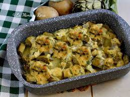 Patate e carciofi al forno. Una Buona Teglia Di Carciofi E Patate Al Forno Gratinati Con Un Battuto Di Uova E Formaggio Piatto Antico Della Tradizione Ri Ricette Patate Al Forno Patate