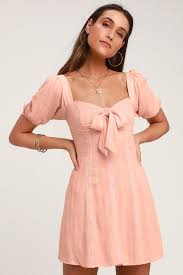 Madeline Blush Pink Puff Sleeve Mini Dress Puff Sleeve Dresses Mini Dress With Sleeves Bustier Dress