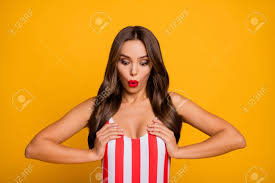 Added gum, teeth and tongue meshes. Photo Of Pretty Amazed Lady Bronze Body Red Lips Open Mouth Touch Stock Photo Picture And Royalty Free Image Image 152354185
