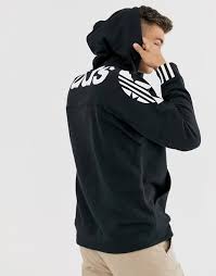Black And White Adidas Hoodie Adidas Originals Ryv Hoodie With Back Print In Black Asos In 2020 Hoodies Mens Cotton Shorts Addidas Jacket