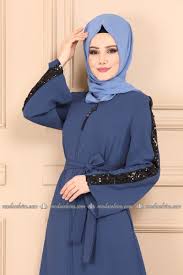 Moda Selvim Kollari Payetli Ferace Pd218 Indigo Moda Indigo Koltuklar