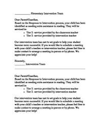 Response To Intervention Parent Letters Response To Intervention Letter To Parents Intervention