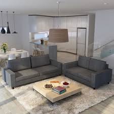 Dans un tel cas, vous pouvez opter pour un canapé d'angle ou un grand canapé trois places. Ensemble De Canape 2 Pcs 5 Places Tissu Gris Fonce Canape Lit Canape Convertible Cdiscount Maison
