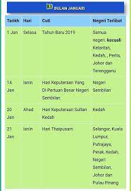 Laman kerjakosong.co ingin berkongsi hari cuti umum untuk tahun 2019 dan hari kelepasan am bagi setiap negeri di malaysia untuk anda manfaatkan dan membuat perancangan di masa. Calender Cuti Umum 2019 Kereta Sewa Kota Kinabalu Sabah Facebook