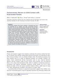 Creasie hairston will present an overview of the issues and strategies relevant to working with these families in the context of the child welfare system. Pdf Socioeconomic Barriers To Child Contact With Incarcerated Parents