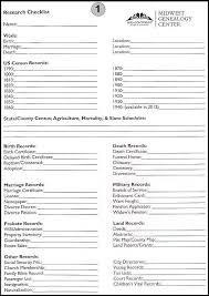 Printable Research Checklist Free From Midwest Genealogy