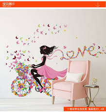 Diy Wall Stickers Home Decor Pink Princess Cycling Girl Wall Sticker Girl Bedroom Living Room Deco Kids Room Wall Stickers Kids Room Wall Decor Kids Murals Diy