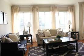 3 Windows With 4 Curtain Panels In Front Of Spaces And Ends Add One Large Valance Like Aunt Pam S Curtains Living Room Living Room Windows Curtains Living