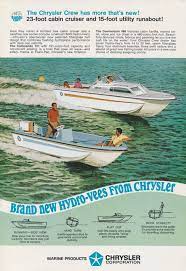 Chrysler Hydrovees Boats Ad 23 Foot Cabin Cruiser 15 Foot Utility Runabout 1968 Vintage Advertisement Illustrate Cabin Cruiser Runabout Boat Boat Restoration