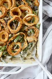 Fresh Green Bean Casserole With Onion Ring Topping L Simplyscratch Com Thanksgiving Sidedish Green Bean Casserole Fresh Green Bean Casserole Bean Casserole