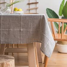 Amazon Com Colorbird Solid Embroidery Lattice Tablecloth Cotton Linen Dust Proof Checkered Table Cover For Kitc In 2020 Table Top Decor Table Cloth Modern Tablecloths