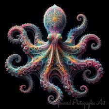 Once upon a time, in the depths of the boundless ocean, there lived a  magnificent creature known as the Fractal Octopus. With its mesmerizing  patterns and vibrant hues, it was unlike any
