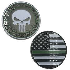 Punisher skull american flag federal agent green line decal sticker usa jdm yeti tumbler. Thin Green Line Punisher Remember Challenge Coin Border Patrol Army Sheriff Magnets Kitchen Home
