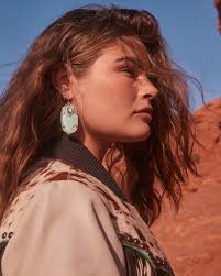 Ember Silver Statement Stud Earrings in Variegated Turquoise Magnesite