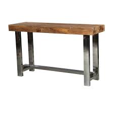 Xxl 50 console table hammered iron sheet wrapped top mirror back uttermost. Modern Industrial Teak Wood Polished Steel Hall Console Table