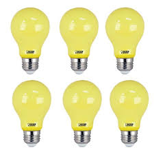 Feit Electric 5 Watt A19 60 Watt Equivalent Medium E26 Base Non Dimmable Yellow Colored Led Bug Light Bulb 6 Pack A19 Bug Led 6 The Home Depot