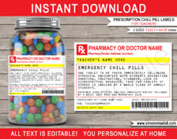 Download what is a pill. Prescription Teacher Chill Pills Label Template Printable Funny Gag Gift
