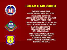 Hari guru nasional setiap tahunya di peringati tangga 25 november, hari guru di indonesia dapat dirayakan dan di meriahkan dengan memberikan pengharga. Ikrar Hari Guru