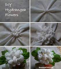Diy Hydrangea Fabric Flower Bead Cord Fabric Flowers Diy Fabric Flowers Flower Crafts