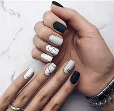 Black And White Marble Nails Short Short Nails Black White Marble Marble Acrylic Nails Cute Spring Nails Nails