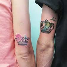 Couple Watercolor Crown Tattoo Sevgili Tac Dovmesi Renkli Cift Dovmeler Dovme Tattoo