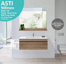 Possessing a significant area for bathing will allow for additional fixtures and vanities to be set up. Asti 900mm White Oak Timber Wood Grain Wall Hung Bathroom Vanity With Ceramic Top Homegear Australia
