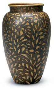 Jean Dunand 1877 1942 Vase De Forme Ovoide A Petit Col Epaule Et Ourle En Dinanderie A Decor Foisonnant En Pourtour De Motifs Art Deco Period Auction Vase