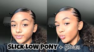 When a ponytail feels too boring, this edgy fishtail version is your jam. Slick Back Low Ponytail Edges On Curly Hair Tutorial Lexivee03 Youtube