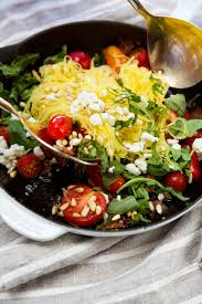 Spaghetti Squash Pasta With Goat Cheese Arugula Bacon Camille Styles Spaghetti Squash Nutrition Squash Pasta Spaghetti Squash Recipes