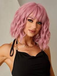 Pink Short Hair Wig Hot Pink Curly