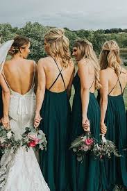 Straps Dark Green Long Bridesmaid Dress With Criss Cross Back Dark Green Bridesmaid Dress Long Long Green Bridesmaid Dresses Backless Bridesmaid Dress