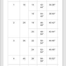 mossimo size charts 2019