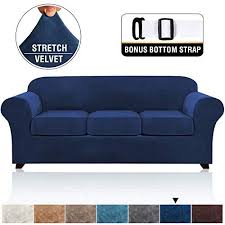 Unique bargains christmas red velvet plush sofa cover chair loveseat couch slipcover washable furniture. Real Velvet Plush 4 Pieces Sofa Slipcovers For Living Room Thick Velvet Sofa Covers For 3 Cushion Couch High Cushions On Sofa Slipcovered Sofa Washable Sofa