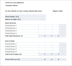 sample profit and loss template