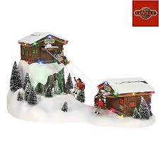 Luville Chalets De Montagne Avec Telepherique Led Musique Amazon Fr Cuisine Maison Exposition De Village De Noel Village De Noel Theme Noel