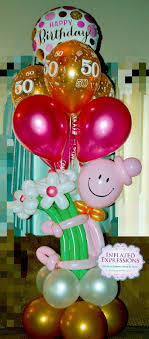 Birthday Flowers And Balloons Happy Birthday Smiley 50th Balloon Flowers Bouquet Happy 50th Birthday 50 Balloons Balloons