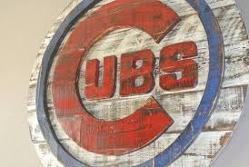 Cubs Decor Cubs Logo Wall Hanging Reclaimed Wood Distressed Weathered Wall Art Home Decor In 2020 Cubs Decor Baseball Wall Art Logo Wall