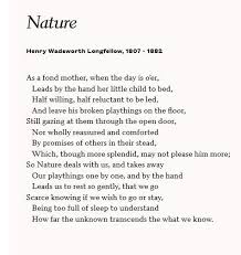 Nature By Henry Wadsworth Longfellow Longfellow Poems Henry Wadsworth Longfellow Longfellow