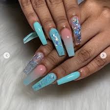 However, not everyone wants to rock super long talons. Ig Nail Hause Long Turquoise Coffin Acrylic Nails Ombre Acrylic Nails Long Acrylic Nails Ombre Nails