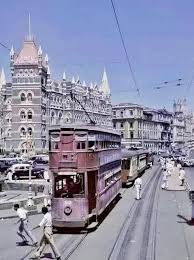 trams. Flora Fountain, Bombay ...