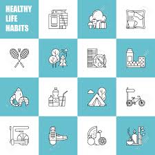If you don't want to end up with health problems, you have to take action. Healthy Lifestyle Habits Black And White Line Vector Icons Royalty Free Cliparts Vectors And Stock Illustration Image 73352816
