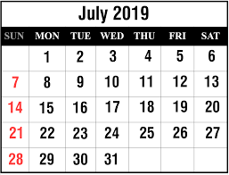 State & national holidays are included into free printable calendar. Printable July 2019 Calendar With Holidays Pdf Excel Word Printable Template Calendar