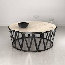 Buy bassett mirror company dunhill coffee table: 3d Bassett Travertine Drum Round Cocktail Table With 1