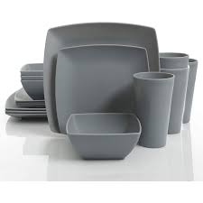 Besides its superior durability against breakage and chipping, you also have a variety of colors, styles, and shapes to choose from. Gibson Home 16 Piece Square Melamine Dinnerware Set Plates Bowls Cups Grey Walmart Canada